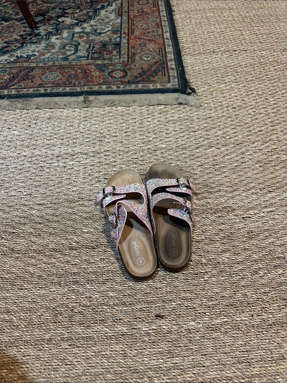 Cat & Jack Pink Glitter Floral Slide Sandals for Kids